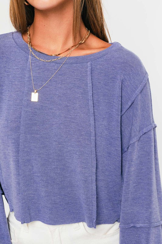 Long Sleeve Raw Edge Top