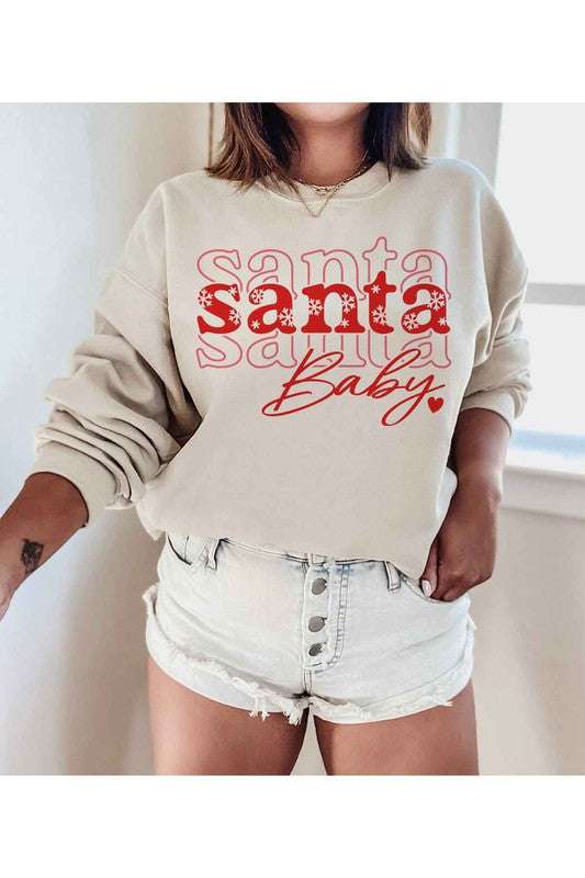 SANTA BABY CHRISTMAS GRAPHIC PLUS SIZE SWEATSHIRT